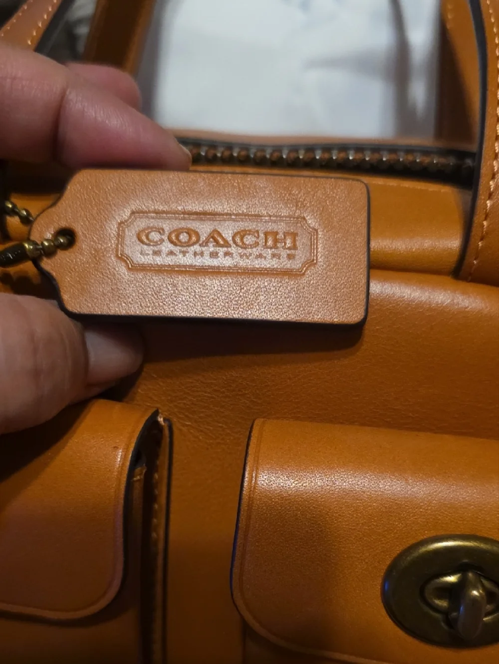 Coach Toffee Twin Turnlock Leather Satchel with Twin Front Pockets - Picture 4 of 8
